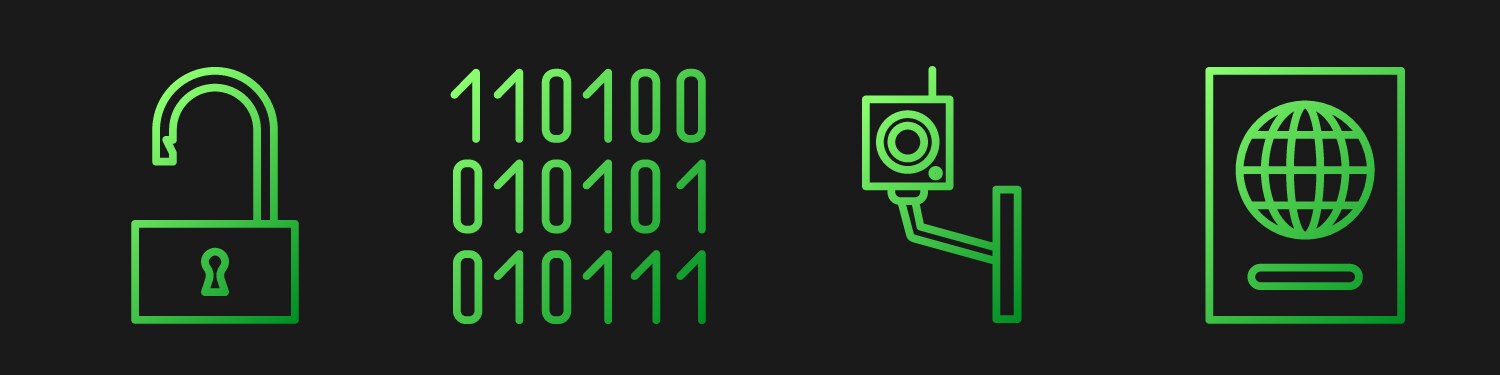 Set line security camera open padlock binary vector image