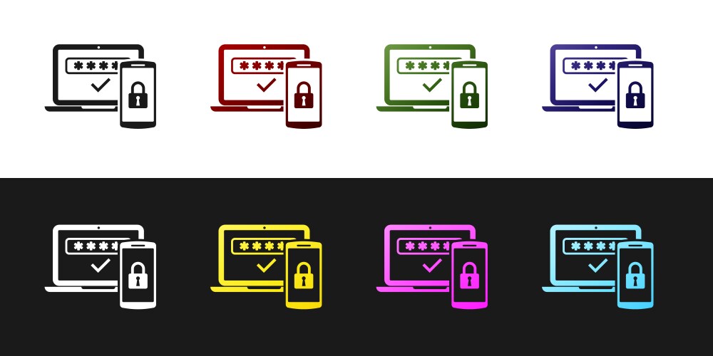 Set multi factor two steps authentication icon vector image