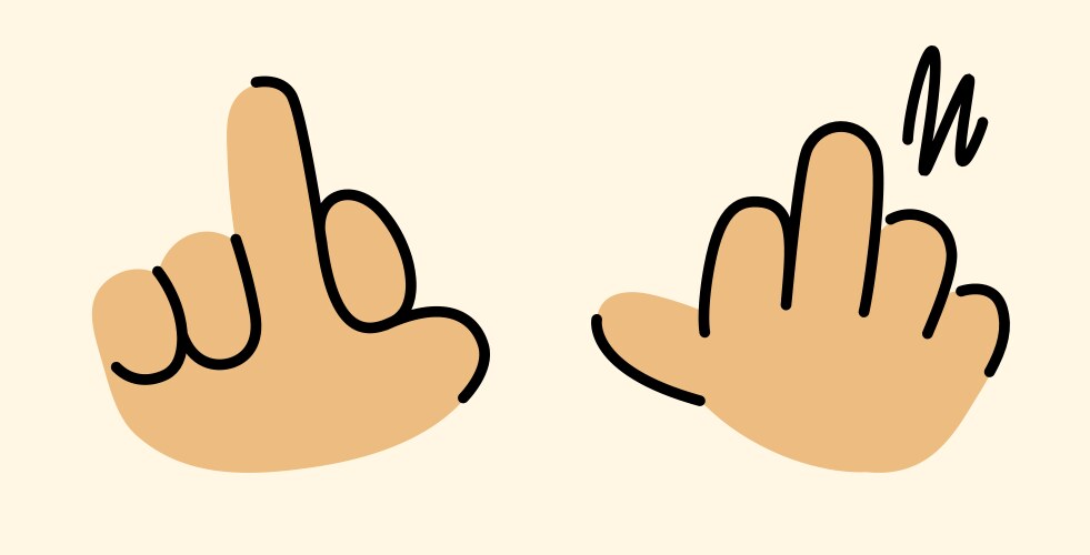 Middle finger cartoon hand on beige background Vector Image