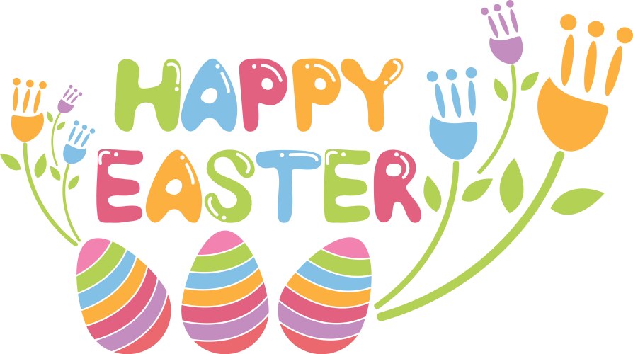 Concept happy easter with flowers and eggs Vector Image