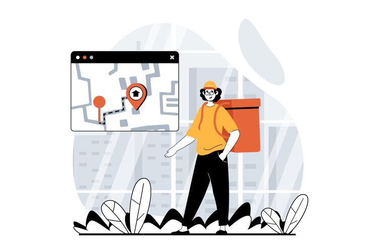 delivery service concept with people scene in flat vector image