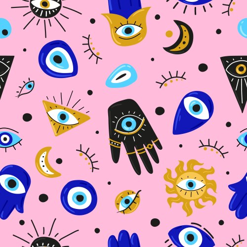 Seamless pattern with cartoon evil eyes blue Vector Image