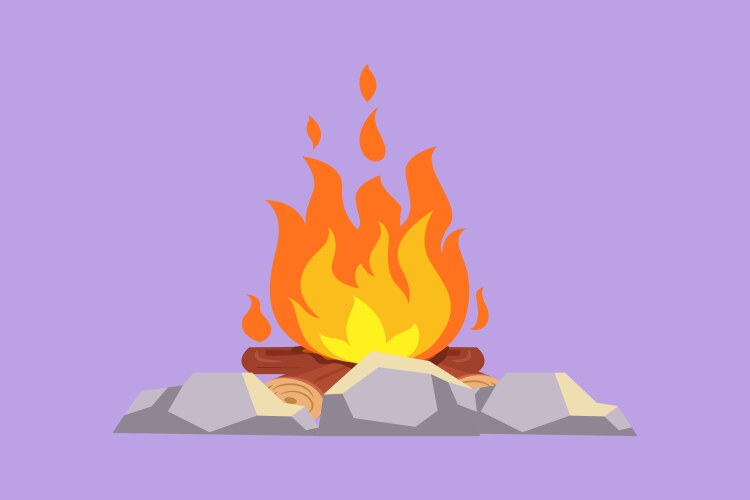 Character flat drawing bonfire for camping Vector Image