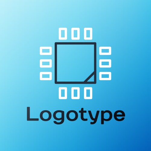 Line computer processor with microcircuits cpu vector image