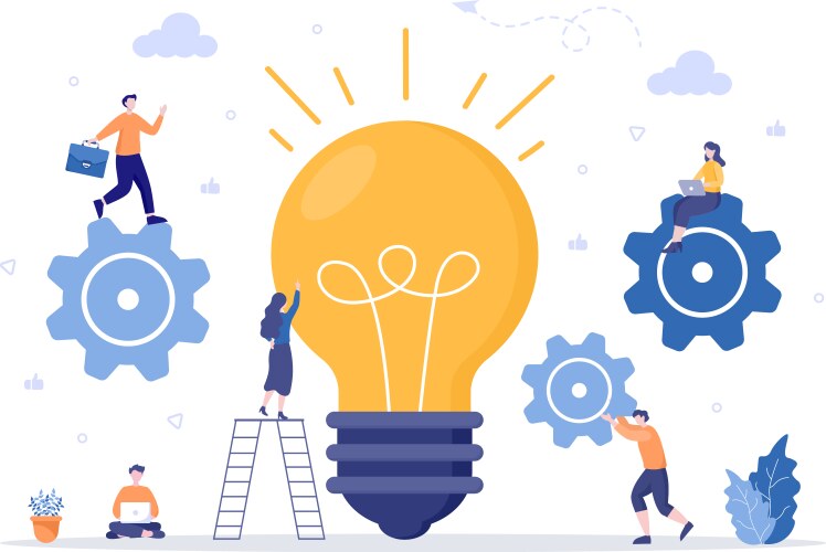 Setting to teamwork on finding new ideas launch vector image