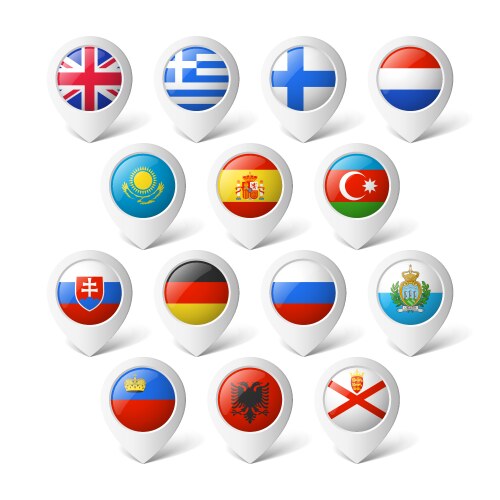European Map Pointers with Flags vector image