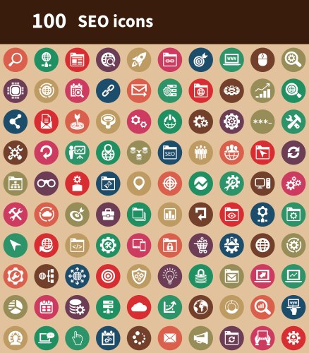 Seo 100 icons universal set for web and ui vector image