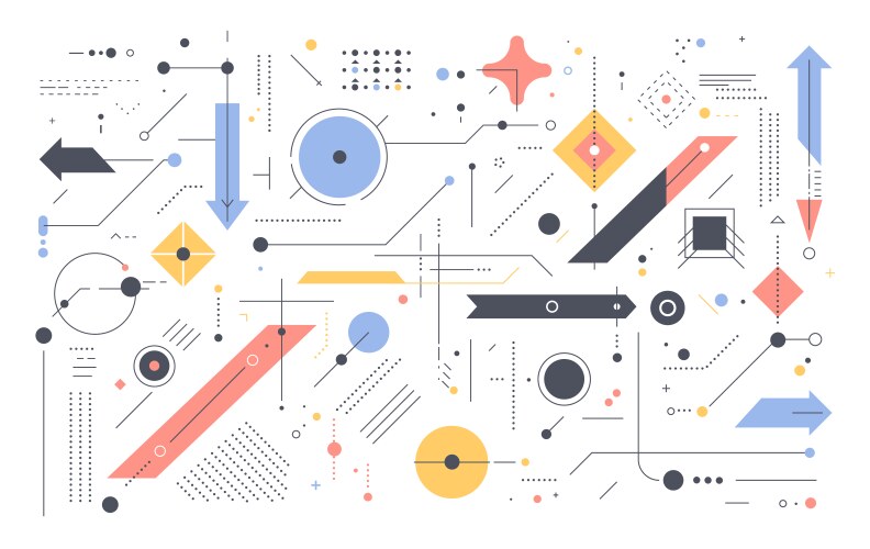 Geometric shapes set different figures and arrows Vector Image