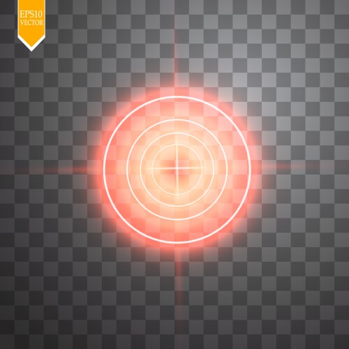 Neon red target isolated game interface element vector image