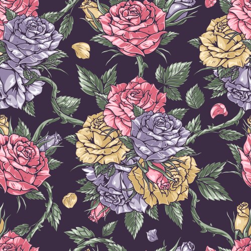Blooming roses colorful pattern seamless Vector Image