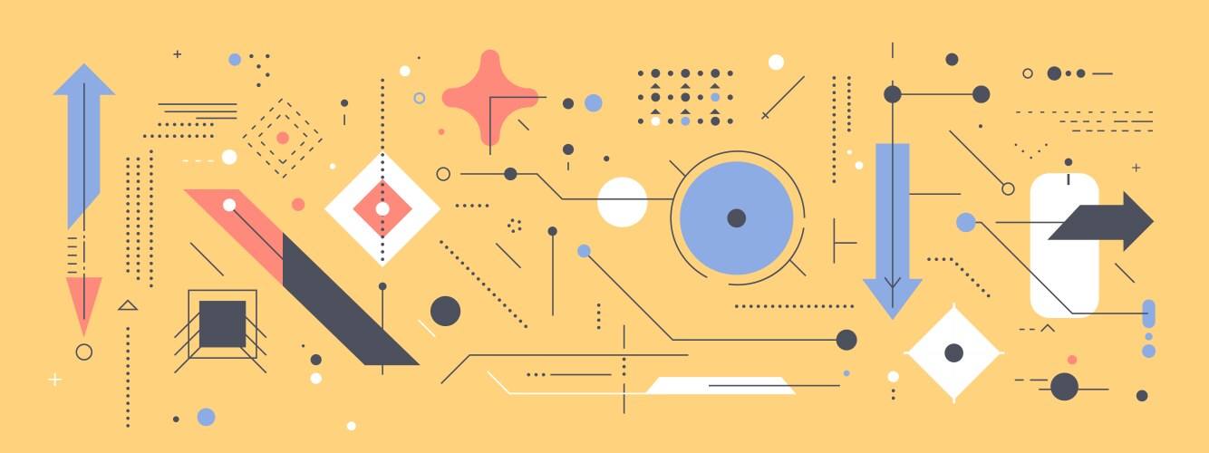 Geometric shapes set different figures and arrows Vector Image