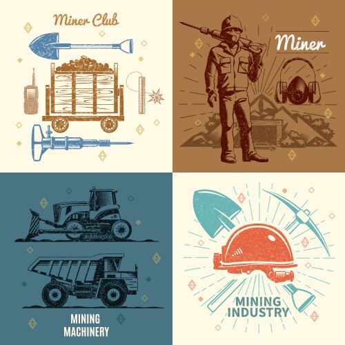 Mining industry flat composition Royalty Free Vector Image