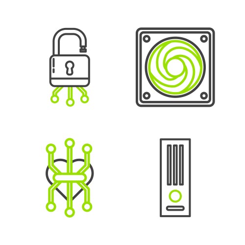 Set line video game console processor computer vector image