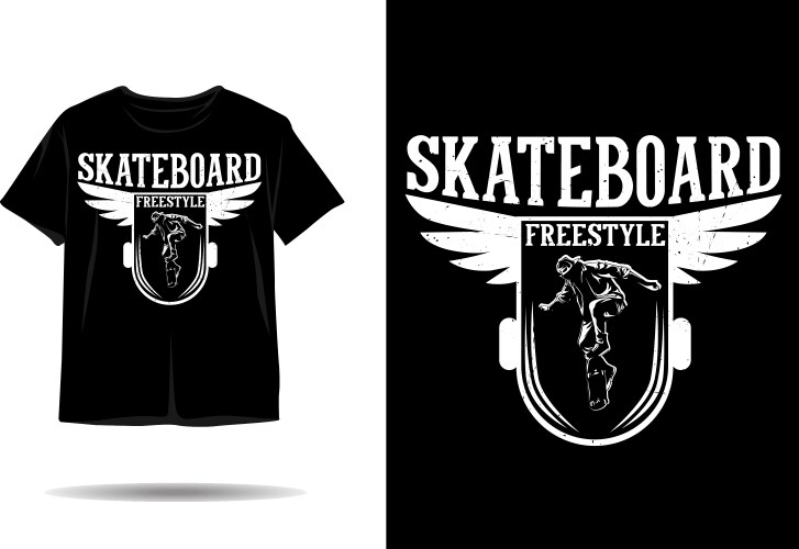 Skateboarding Silhouette T-Shirt Vector Image