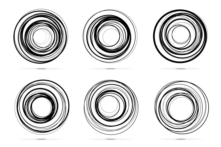 Set of 9 hand drawn scribble circles Royalty Free Vector
