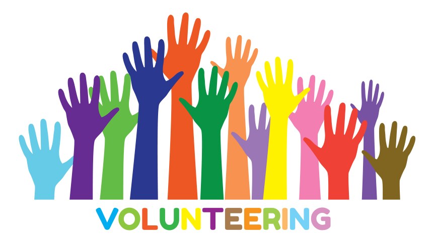 Colored volunteer crowd hands hand drawing letter Vector Image