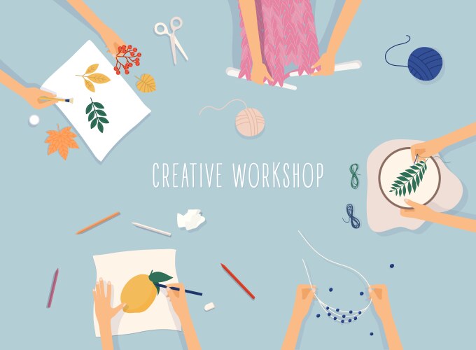Creative handmade workshop banner Royalty Free Vector Image