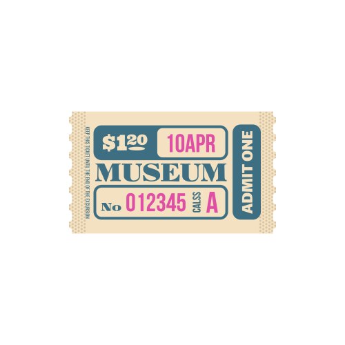 Random ticket to museum numbered paper card price vector image