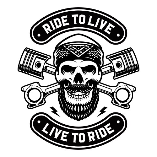 Biker skull in bandana Vector Image