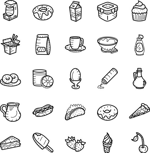 Fast food and drinks hand drawn pack Vector Image