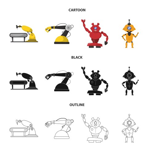 Isolated object of robot and factory sign vector image