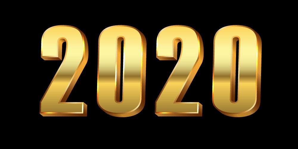 happy new year background gold 3d number 2020 vector image