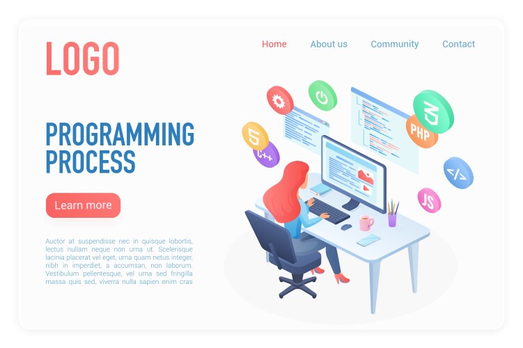 Isometric Programming Landing Page vector image