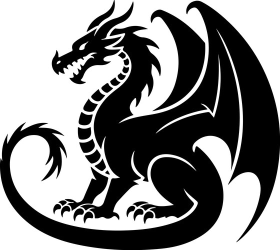 Mythical Dragon Silhouette Vector Image