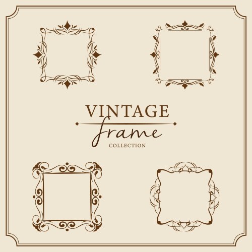 Vintage frames set retro design elements vector image