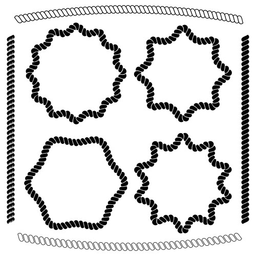 Set of frames hexagonal and rounded imitating rope vector image