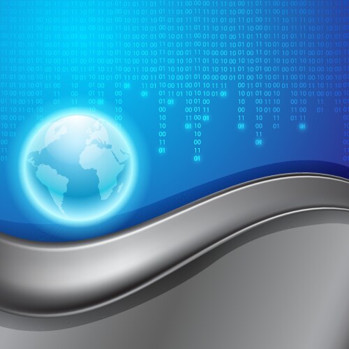 Stream of binary code with the globe vector image