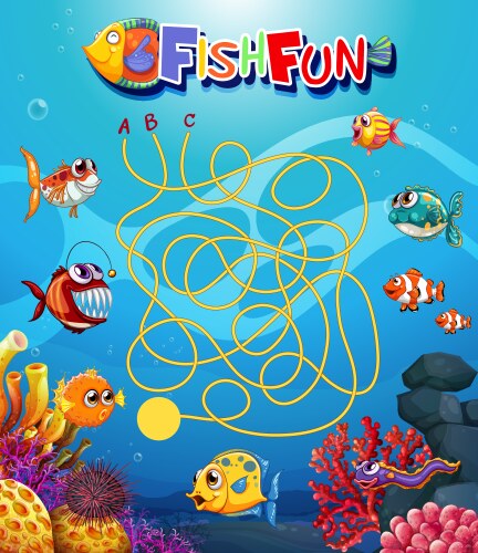 Underwater fish game template Royalty Free Vector Image