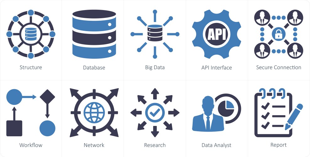 A set of 10 data analytics icons as structure vector image