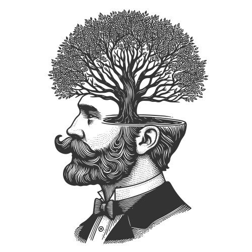 Man with Tree Growing from Head Vector Image