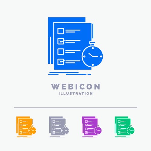 Todo task list check time 5 color glyph web icon vector image
