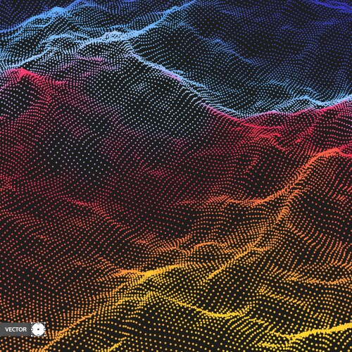 3d wave background ripple grid abstract with dot vector