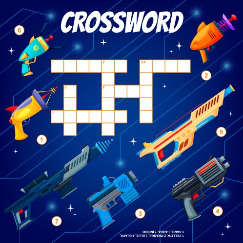 Blaster gun handgun raygun weapon crossword grid vector image