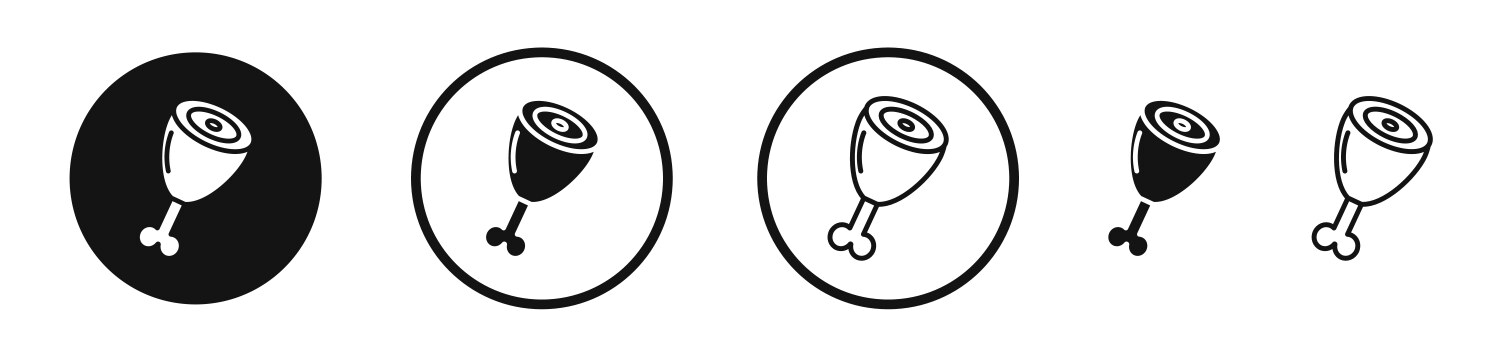 Meat icon set in black and white outlines Vector Image