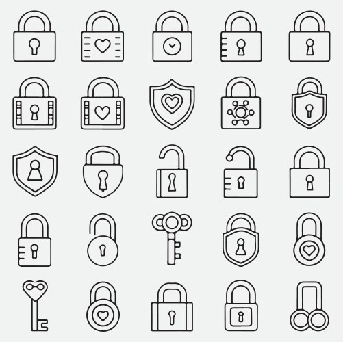 Padlock line icon logo – Free Vector | VectorStock
