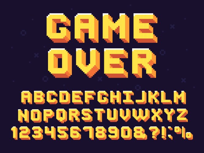 Retro Pixel Game Font - 8 Bit vector image
