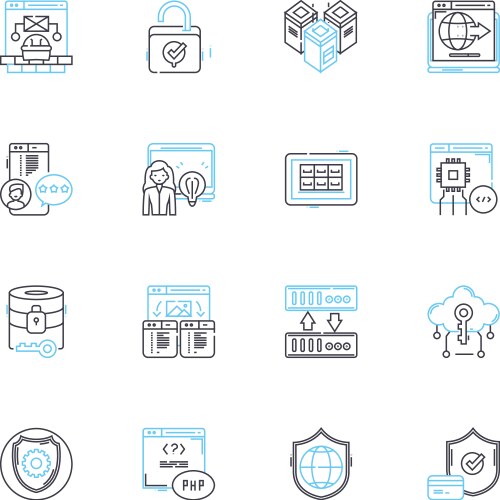 Web data linear icons set scraping extraction vector image