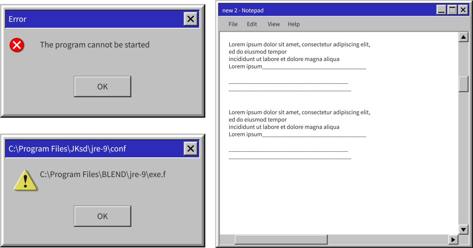 Windows xp interface with buttons and information vector image