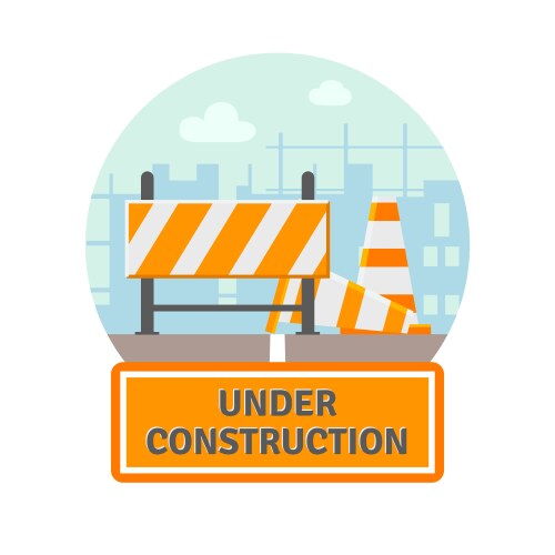 Female engineer and sign under construction Vector Image