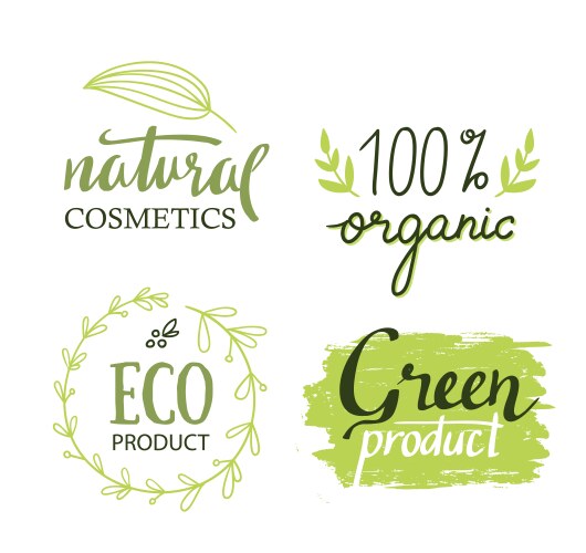 Organic Labels & Green Logo Set Vector Image