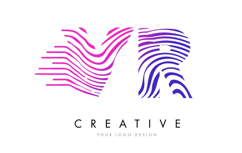 Vr v r zebra lines letter logo design Vector Image