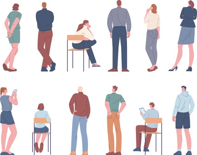 people in different poses standing and sitting vector