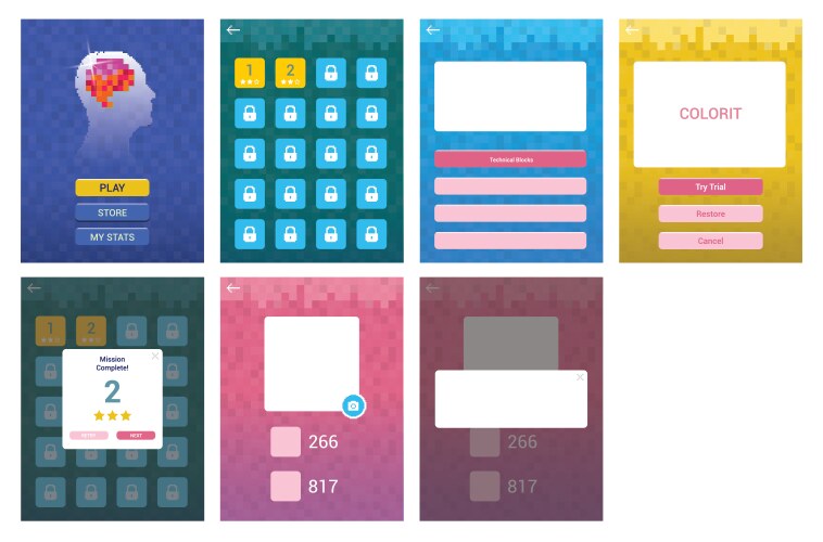 Quiz game ui design mobile user interface vector image