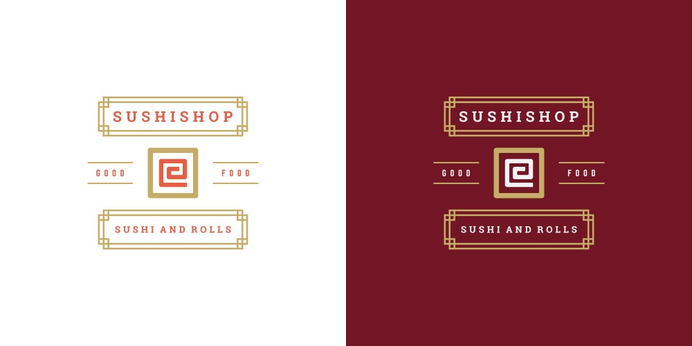 Sushi logo and badge japanese food restaurant vector image