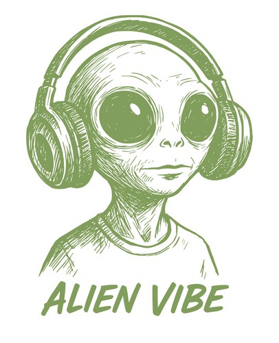 Alien Listening to Music Vector Image