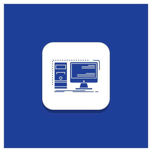 Blue round button for computer desktop hardware vector image